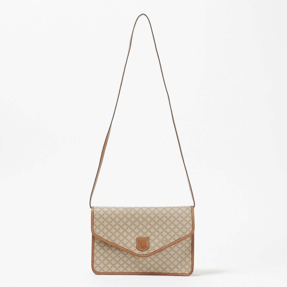 Celine Macadam Triomphe Logo Shoulder Bag Beige Crossbody